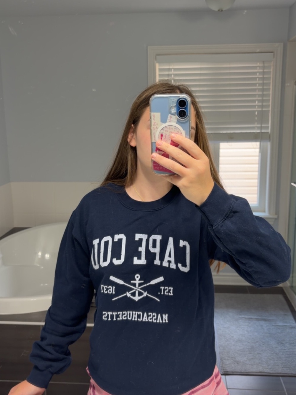 Cape Cod Navy Kids Sweatshirt with Anchor Graphic